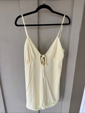 Peppermayo Cream Spaghetti Strap Tie-Front Slip